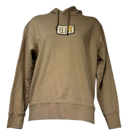 D.RT Abstract Face Beige Hoodie Streetwear Graphic Sweatshirt Size 3 - Picture 1 of 8